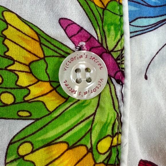 Victorias Secret Y2K Pajama Shirt S Pocket Button Butterfly Whimsy Fairy Summer - Picture 5 of 12